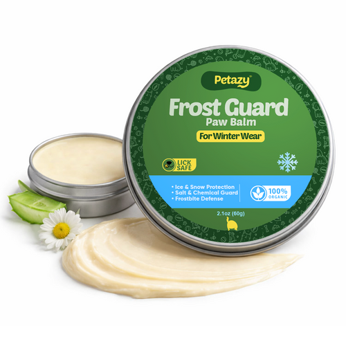 Petazy Frost Guard Paw Balm, 100% Organic Lick-Safe Winter Wax for Dog Paws. Protects against ice, snow, and salt. 2.1oz Tin.