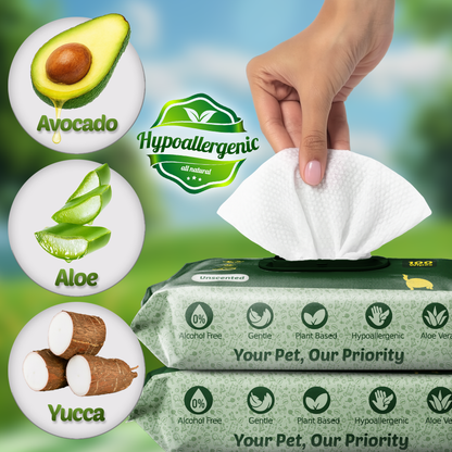 Petazy Hypoallergenic Dog Wipes – Unscented Grooming Wipes, 400 Count