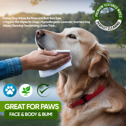 Petazy Hypoallergenic Dog Wipes – Unscented Grooming Wipes, 400 Count