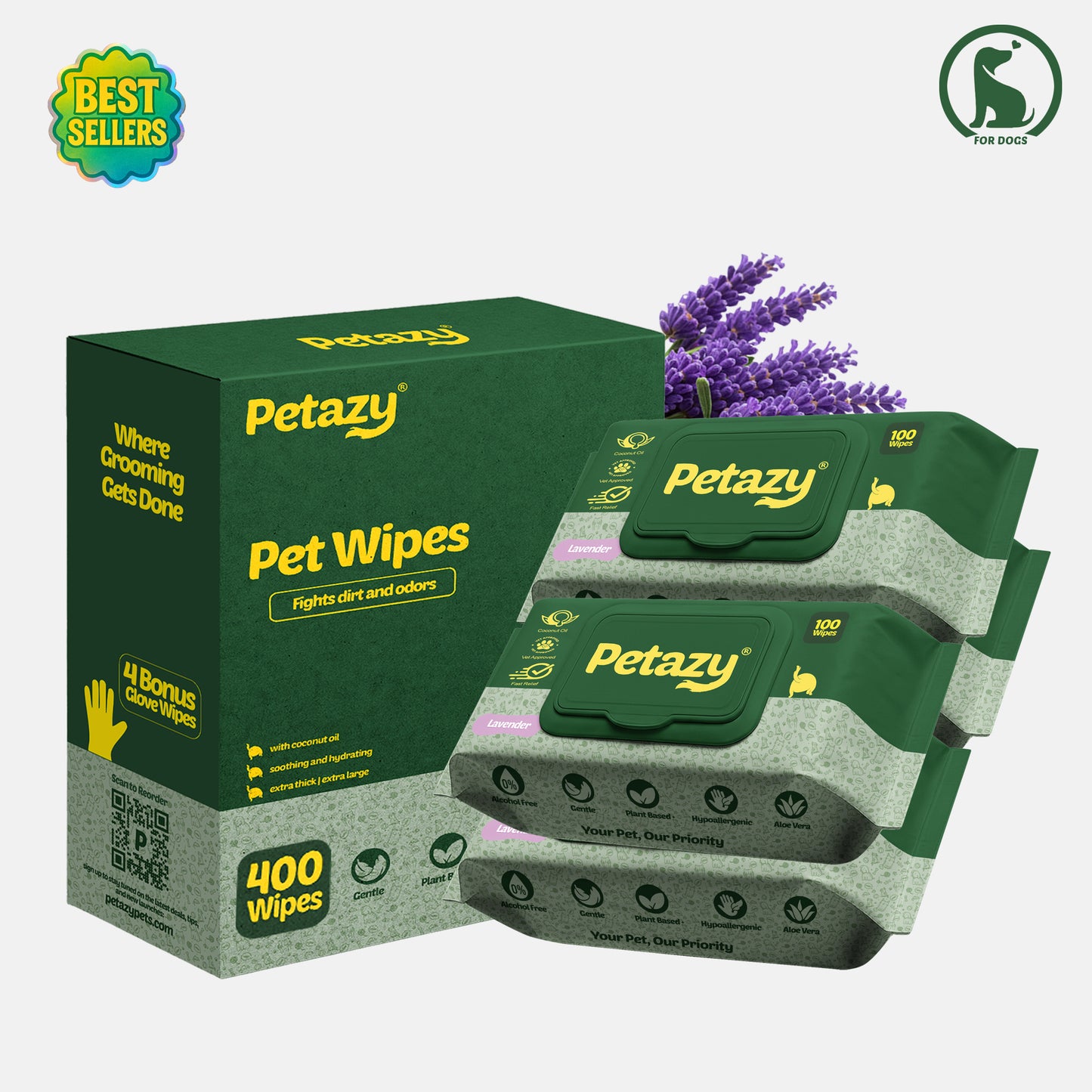 Petazy Dog Wipes — Lavender