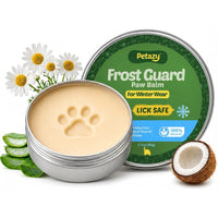 Petazy Frost Guard Paw Balm, 2.1 oz lick-safe organic tin for winter paw protection, with aloe, chamomile and coconut